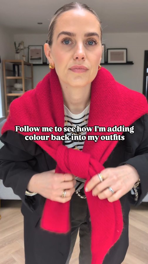 Instagram post by an influencer for adidas UK. Caption reads: A colourful jumper worn as a scarf to add some....