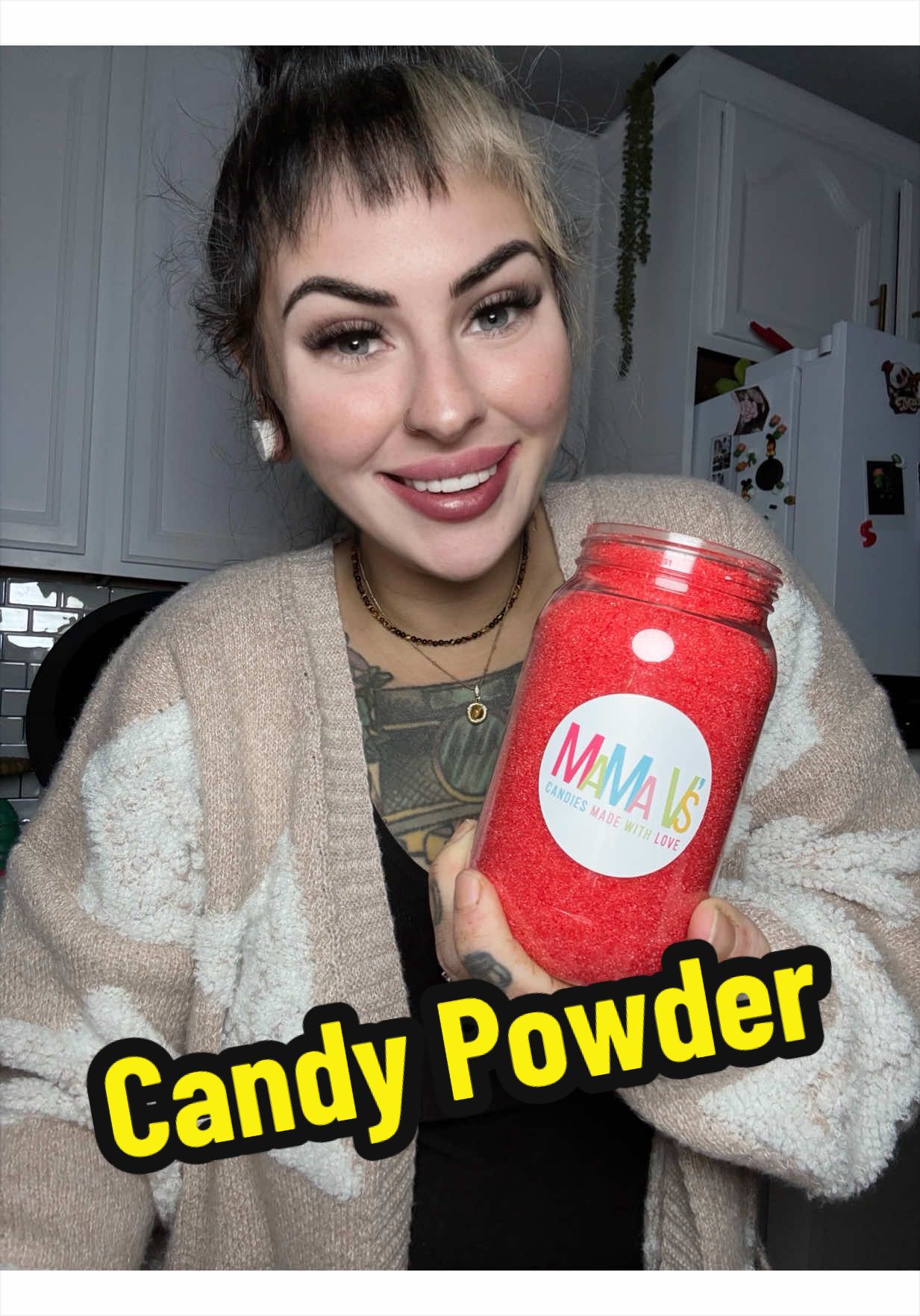 TikTok post by @tristanduplichain for Mama V’s Candy. Caption reads: @Mama Vs Candy #candyreview #foodreview #foodtok....
