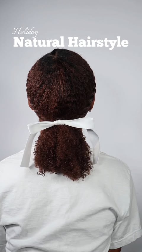 Instagram post by @sincerelysomya for Aunt Jackie's Curls & Coils. Caption reads: Easy Natural Hairstyle but make it Festive ft.....