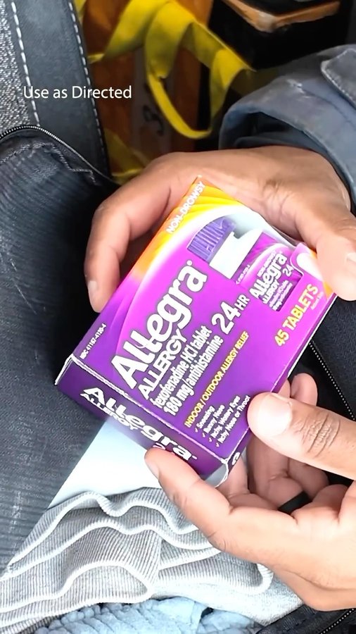 Instagram post by @tiktokterry23 for Allegra OTC. Caption reads: Allegra is a no-brainer! 🙌🏾 It helps me power....