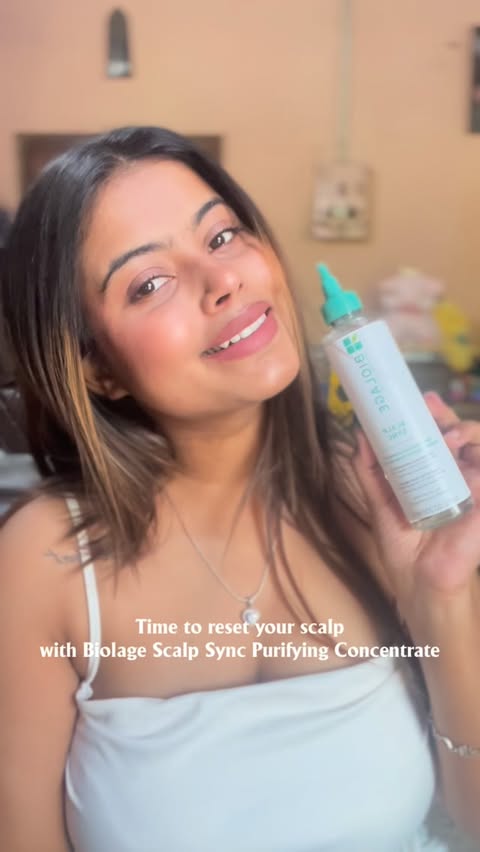Instagram post by @pritha._1 for Biolage. Caption reads: [...] why I exfoliate once a week using Biolage....
