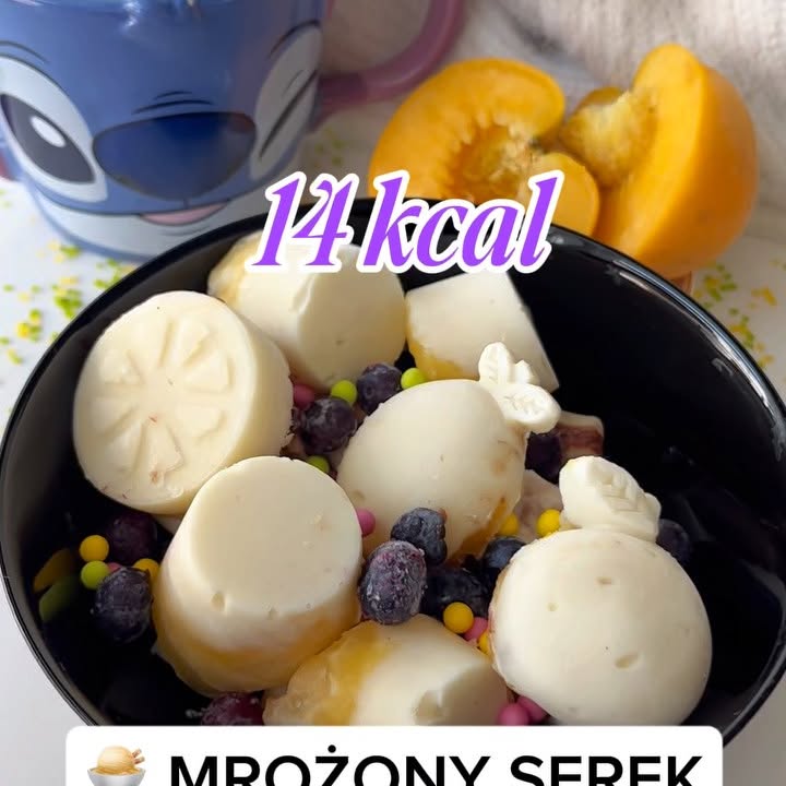 Instagram post by @kashii996 for Allnutrition. Caption reads: MROŻONY SEREK WIEJSKI 😳🍑
Wystarczą 3 składniki....