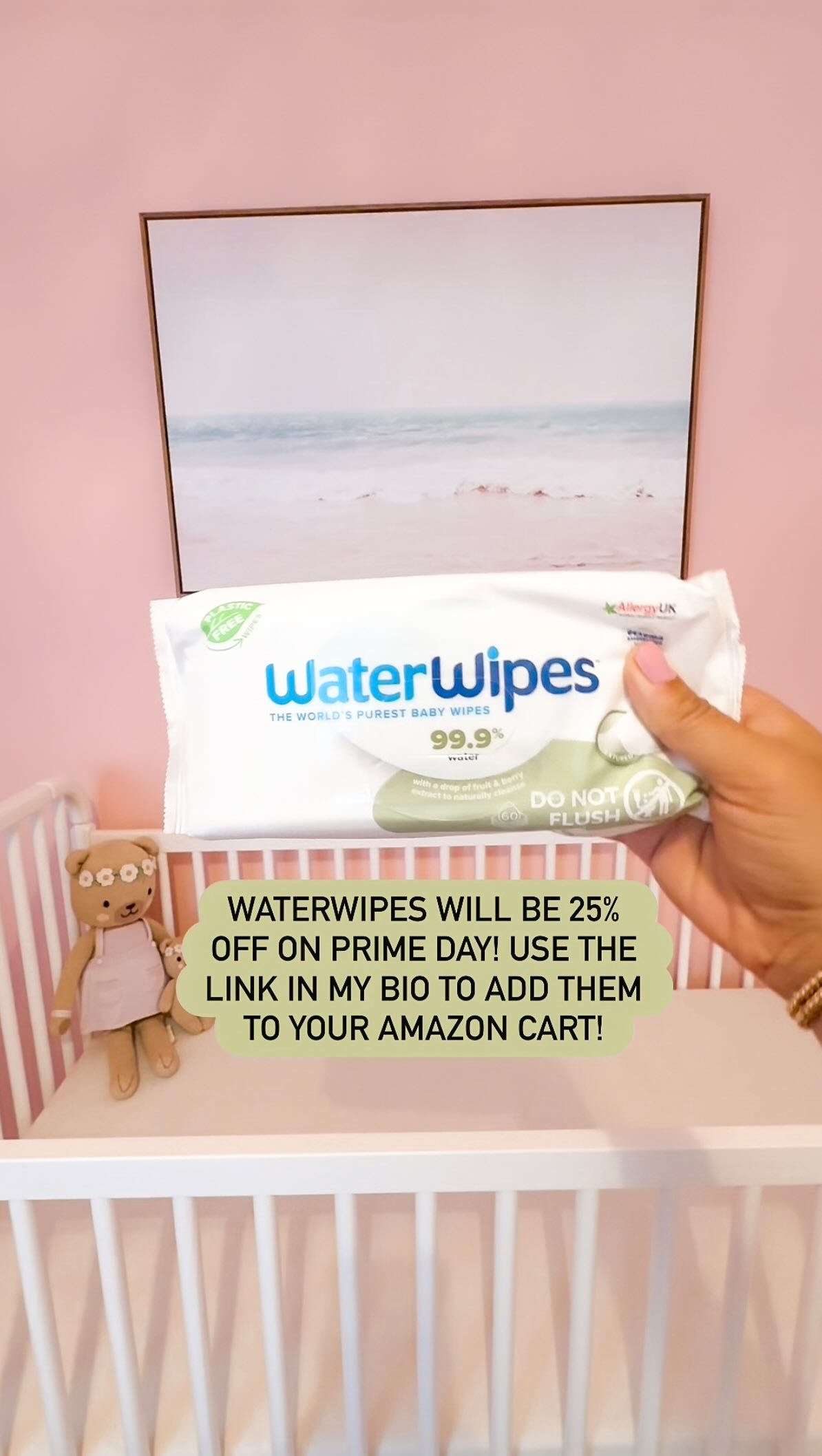 Instagram post by @alex_a_jeffries for WaterWipes. Caption reads: @WaterWipes are our go to wipes for our changing....