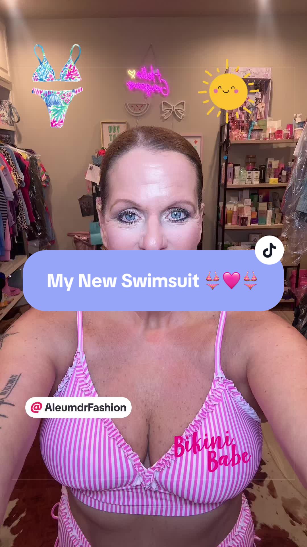 TikTok post by @themommichelle70 for Aleumdr. Caption reads: My New Bathing Suit 👙🩷👙 @Aleumdr Fashion....