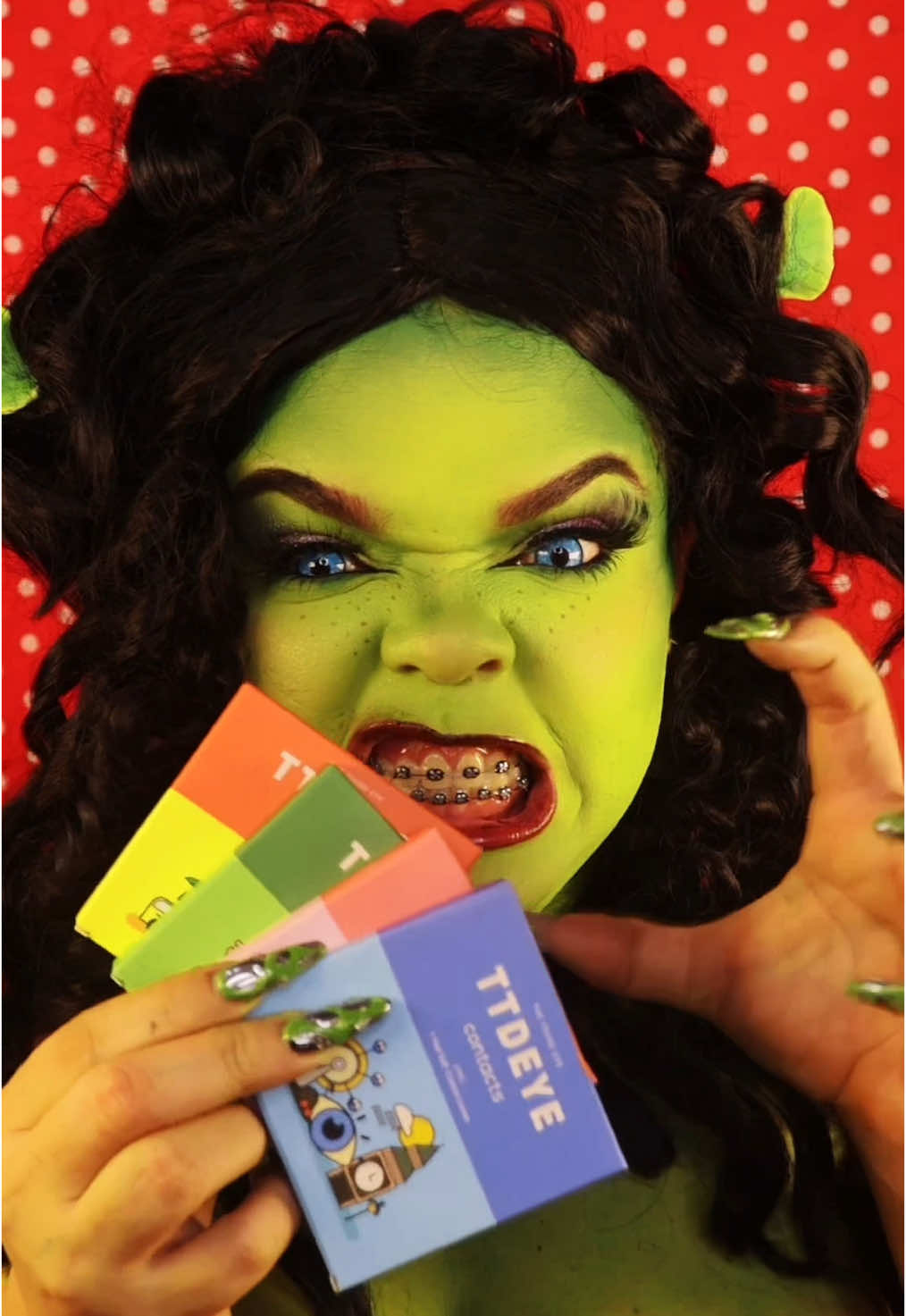 TikTok post by @yim_dumont for TTDeye. Caption reads: Makeup fiona : @TTDeye Colored Contact Lens codi:....