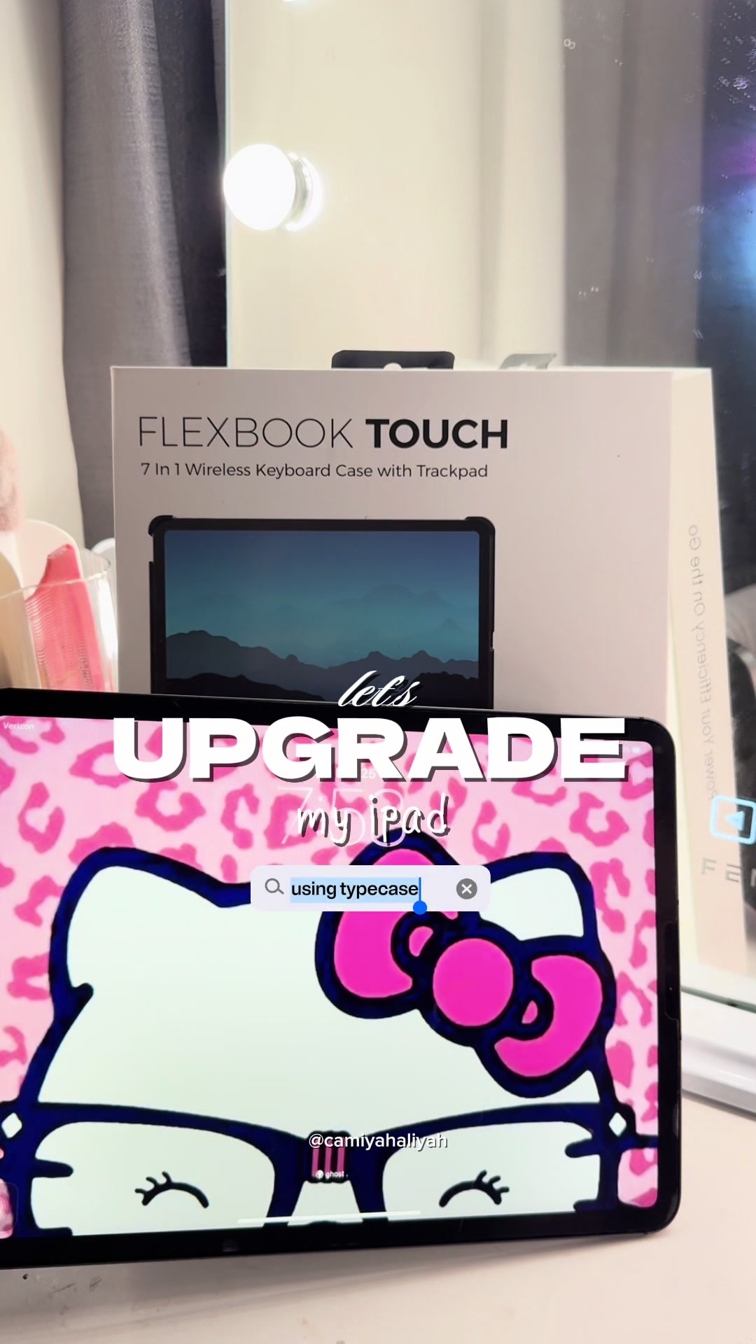 TikTok post by @camiyahaliyah for Typecase. Caption reads: [...] upgrade my ipad using my new case from....