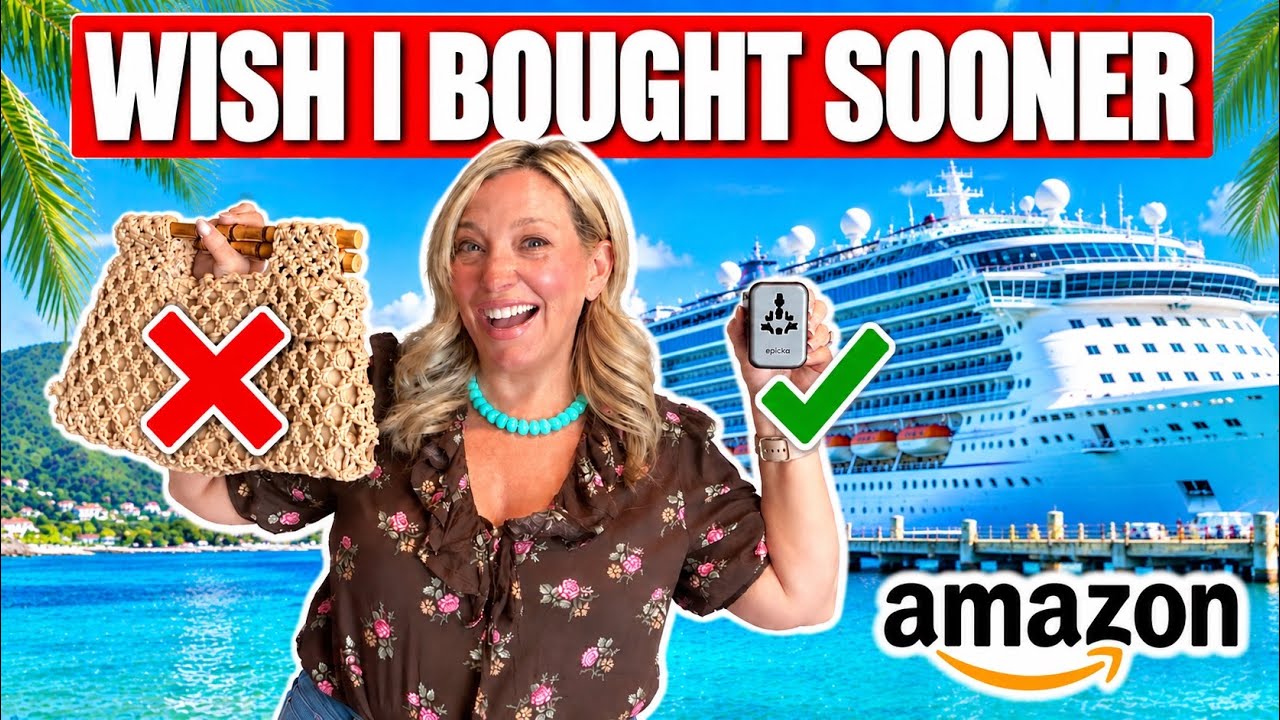 YouTube post by @CruiseTipsTV for NADIA ANYA. Caption reads: I Packed 20+ Amazon Cruise Finds & Here’s What Was....