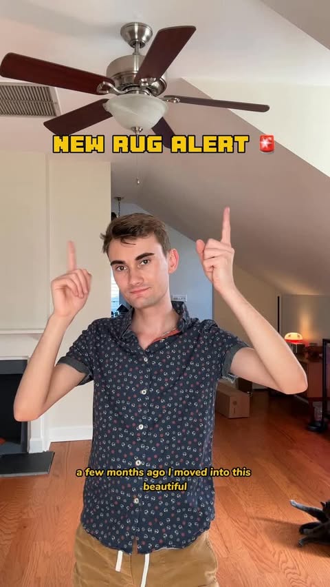 Instagram post by @connor.clary for Revival. Caption reads: unboxing my dream rug @revival 🏡 use code....