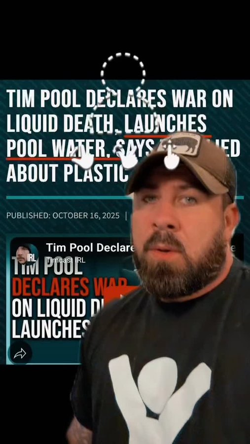 Instagram post by @themisfitpatriot for Liquid Death. Caption reads: Tim Pool is a piece of shit and a hypocrite, and I....