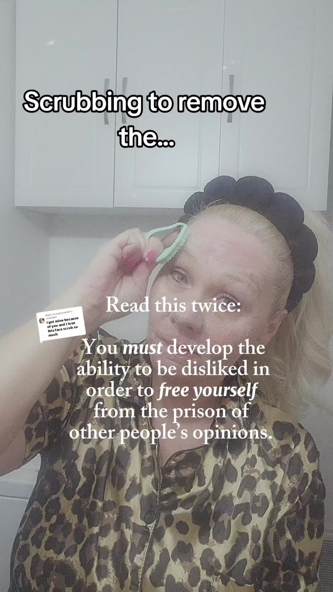 TikTok post by @shopwithchristina for Sud Scrub. Caption reads: [...] grab this #antimicrobial #facescrub....