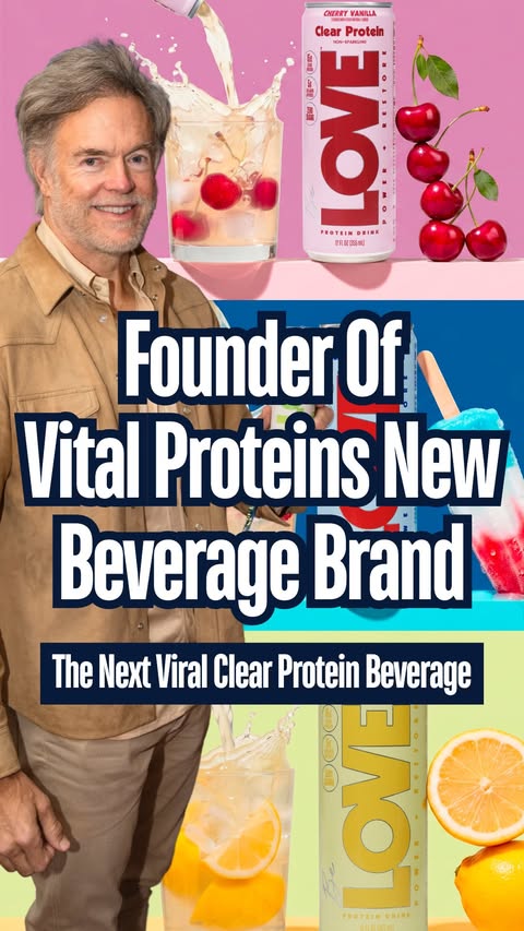 Instagram post by @thebrandblueprint_ for Drink Love. Caption reads: The founder of Vital Proteins just launched a new....