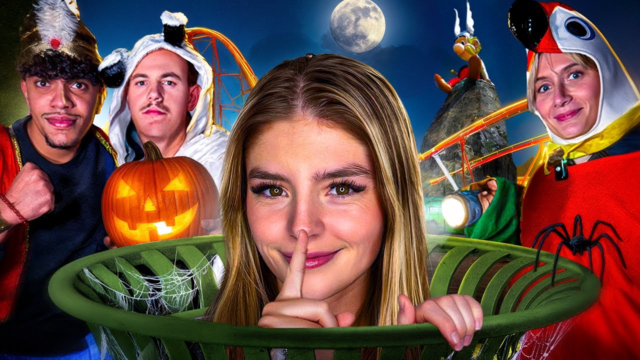 YouTube post by @Cocottee_ for Emma. Caption reads: GIANT HIDE AND SEEK IN A HAUNTED PARK ft....