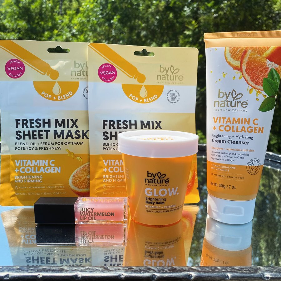 Instagram post by @honeybee1387 for bynatureskincare. Caption reads: #prgifted @bynatureskincare 🍊Fresh Mix sheet mask....