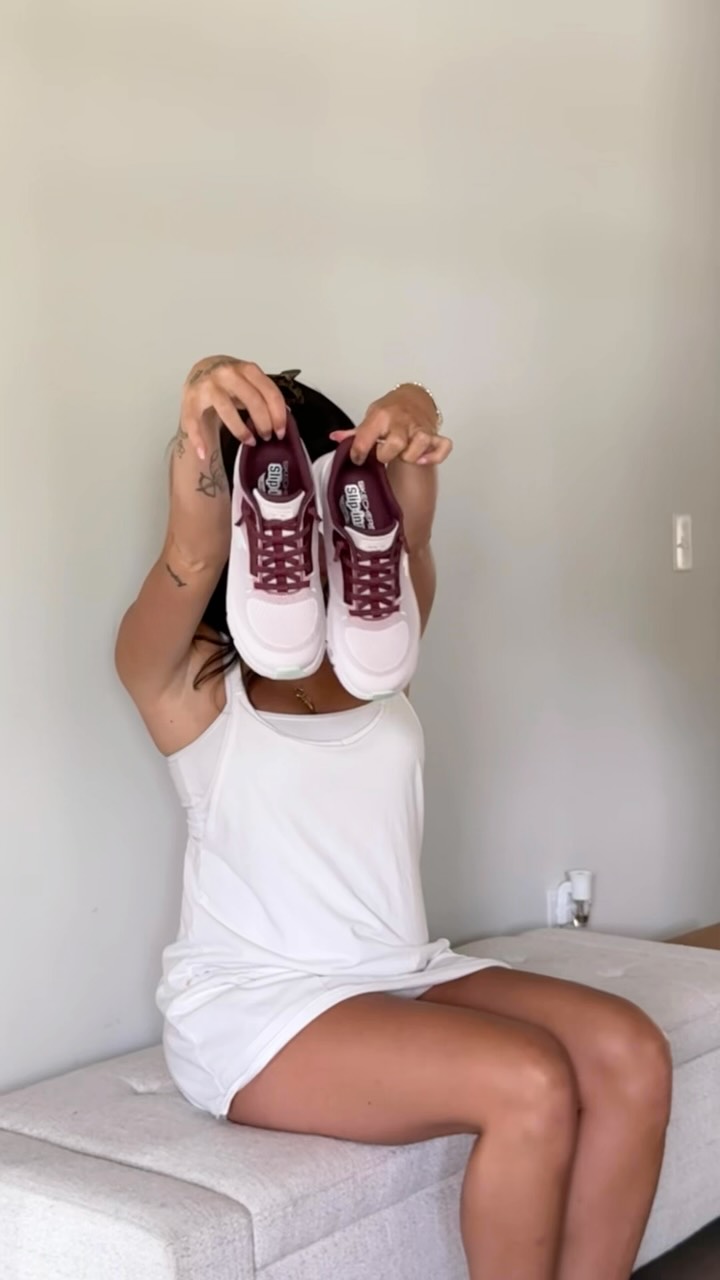 Instagram post by @mackensiemeadowss for Skechers. Caption reads: these @skechers Hands Free Slip-ins: Glide Step....