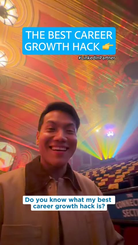 Instagram post by @workhap for LinkedIn. Caption reads: [...] is my fav hack to GROW YOUR CAREER!....