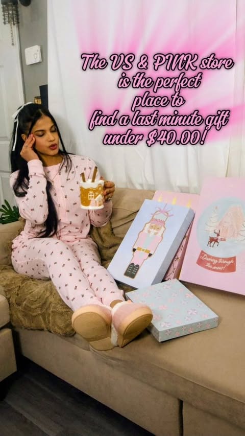 Instagram post by @katherinejmnez_ for Victoria's Secret. Caption reads: #vspartner 🎀🧸If you need a last minute gift....