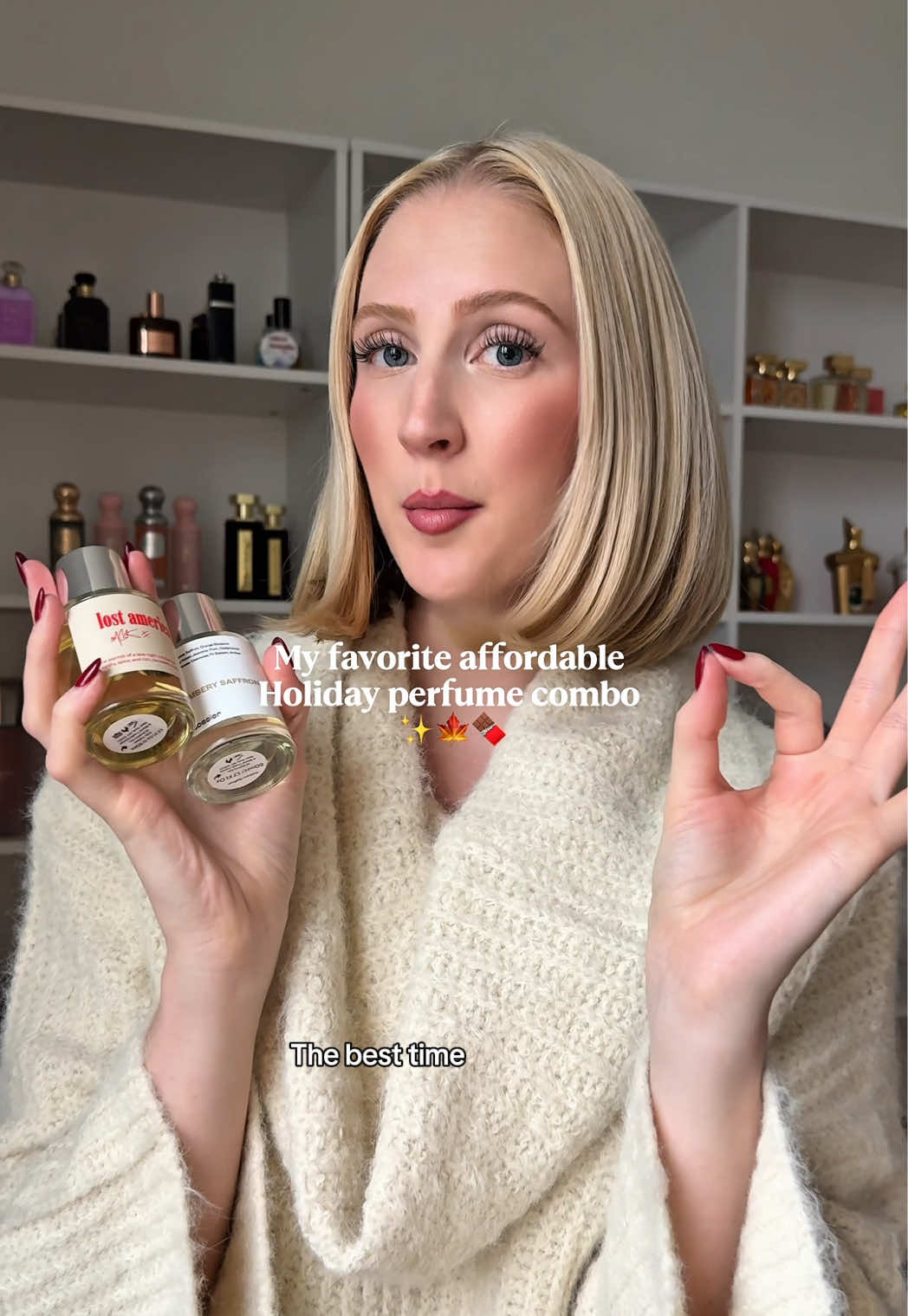 TikTok post by @erinlutzscents for Dossier. Caption reads: [...] holiday season for up to 50% OFF at @Dossier....