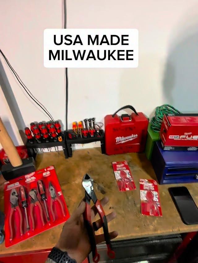 Instagram post by @txtoolguy for Milwaukee Tool. Caption reads: some USA Made diagonal cutters from @milwaukeetool....
