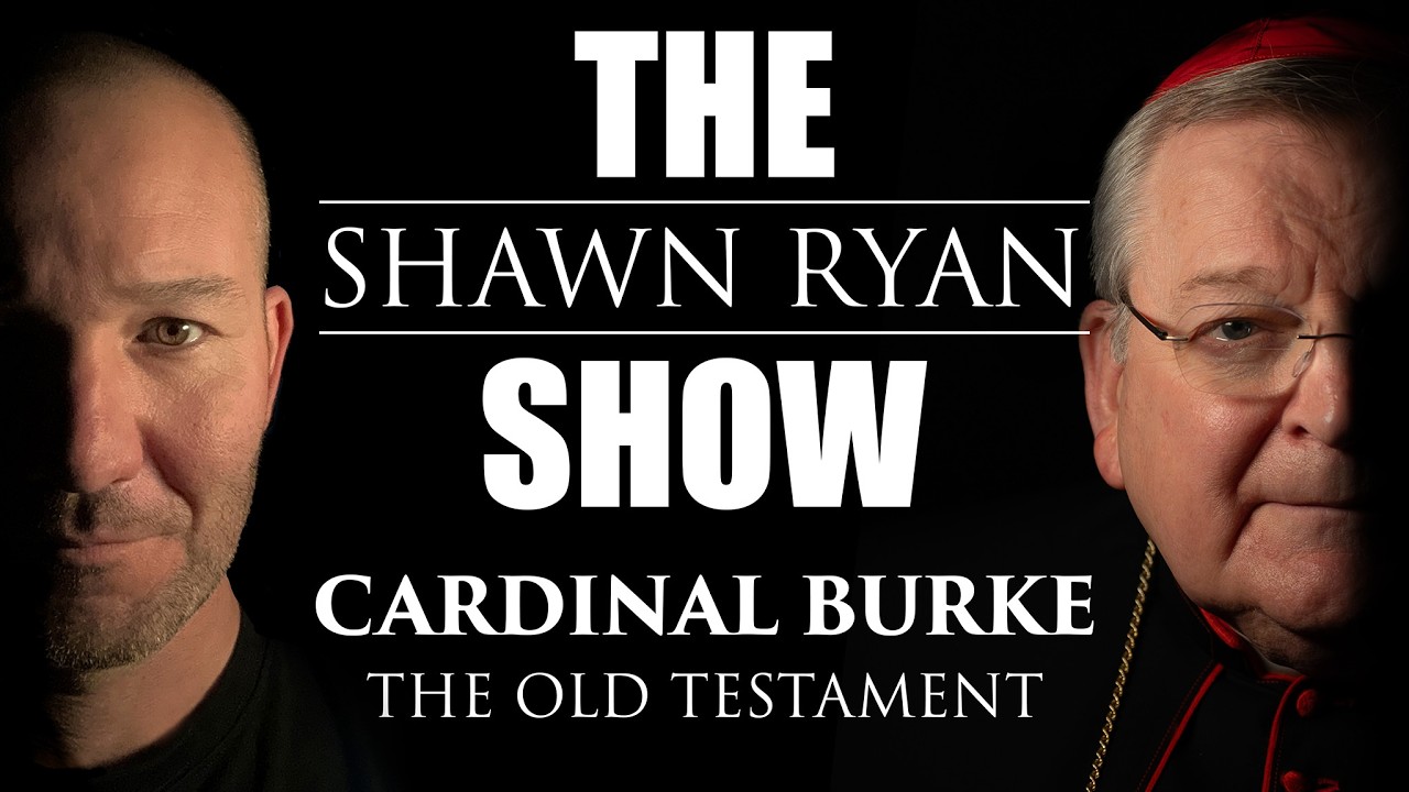 YouTube post by @ShawnRyanShow for Babbel. Caption reads: Cardinal Burke - The Old Testament | SRS.