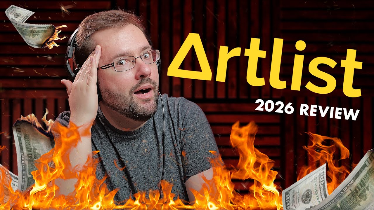 YouTube post by an influencer for Artlist. Caption reads: Try Artlist & Get 2 Months FREE! Learn [...].
