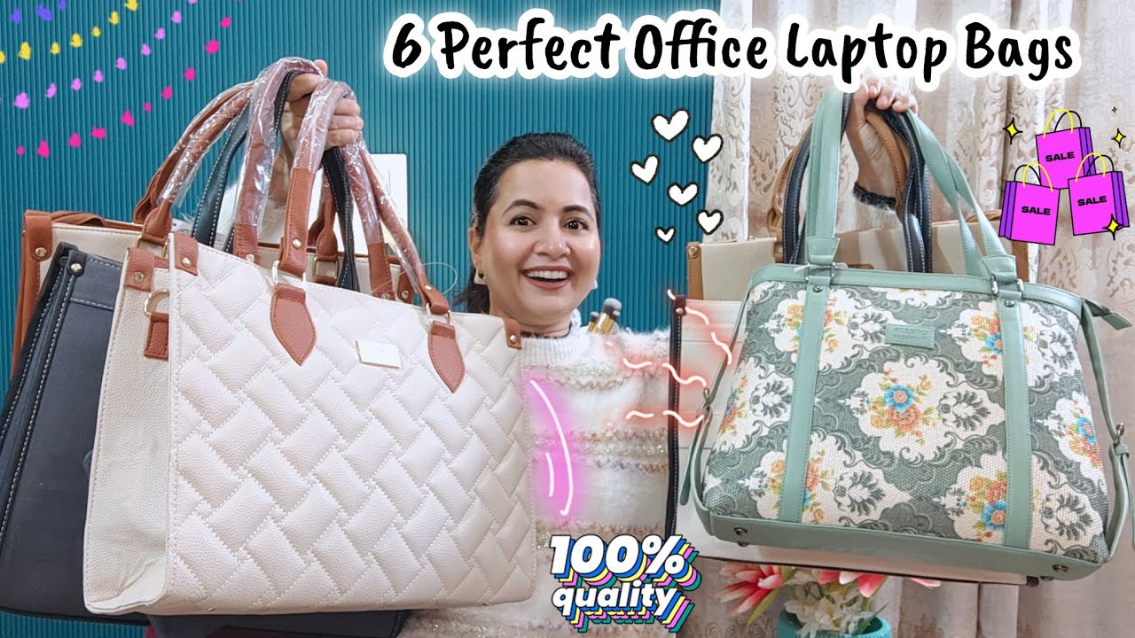 YouTube post by @neemascorner for Wishlink. Caption reads: 6 Perfect Office Laptop Bags Review 💕 | Office....