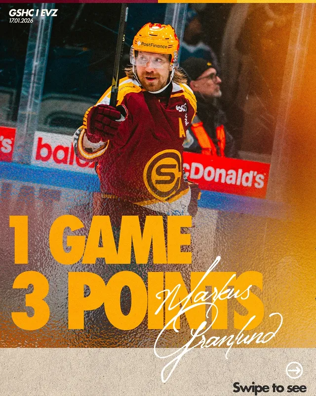 Instagram post by @officialgshc for PostFinance Top Scorer. Caption reads: ✨️ 𝟏 𝐆𝐀𝐌𝐄 𝟑 𝐏𝐎𝐈𝐍𝐓𝐒 pour notre....
