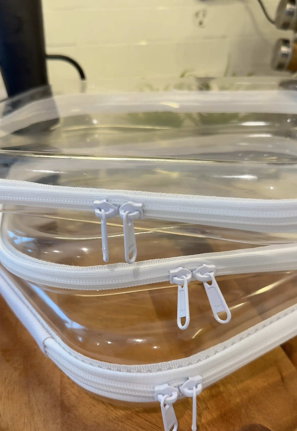 TikTok post by @the.easy.peasy for TikTok Shop. Caption reads: Honitty Clear Hard Shell Zipper Case 3PCS....