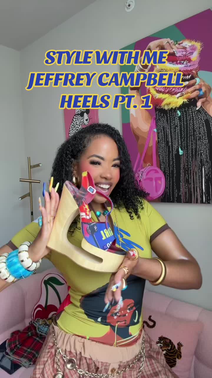 TikTok post by @primalaprincess for Jeffrey Campbell Shoes. Caption reads: STYLE WITH ME: styling @Jeffrey Campbell BAD GAL....