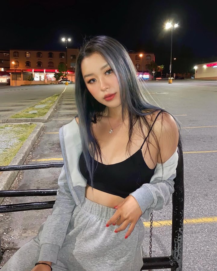 Instagram post by @shenna.he for Eyecandys. Caption reads: [...] with ease 🥲 wearing flirty grey by....