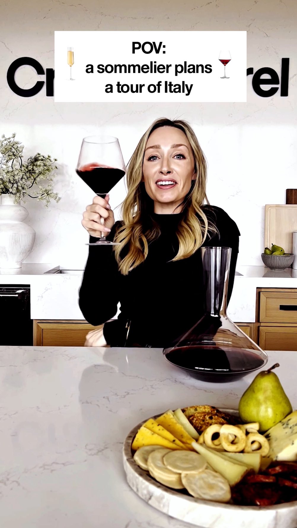 Instagram post by @sommvivant for Crate and Barrel. Caption reads: You asked: Here’s my dream itinerary for a wine....