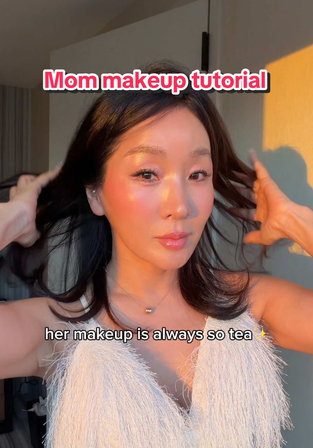 TikTok post by @aylennpark for Bobbi Brown Cosmetics. Caption reads: My mom finally shared her makeup routine with her....