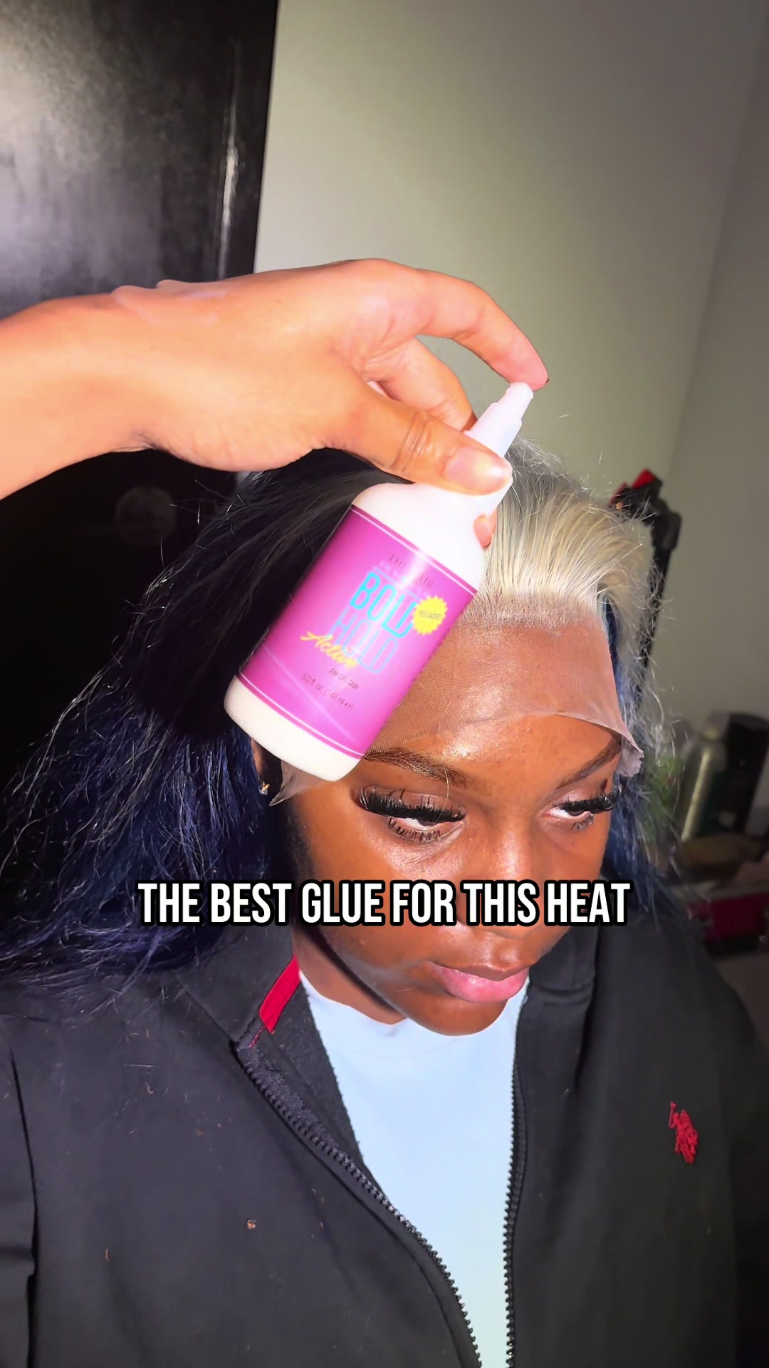 TikTok post by @_styledupyona for The Hair Diagram. Caption reads: [...] #boldhold #wigglue #lacemelt #fupシ....