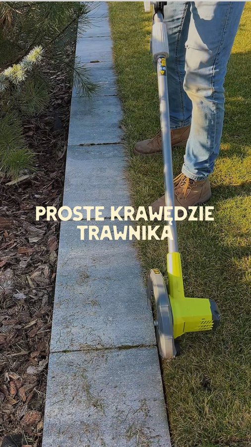 Instagram post by @ogrodnik.doskonaly for RYOBI Tools. Caption reads: Serio, parę minut z narzędziem i ogród nagle....