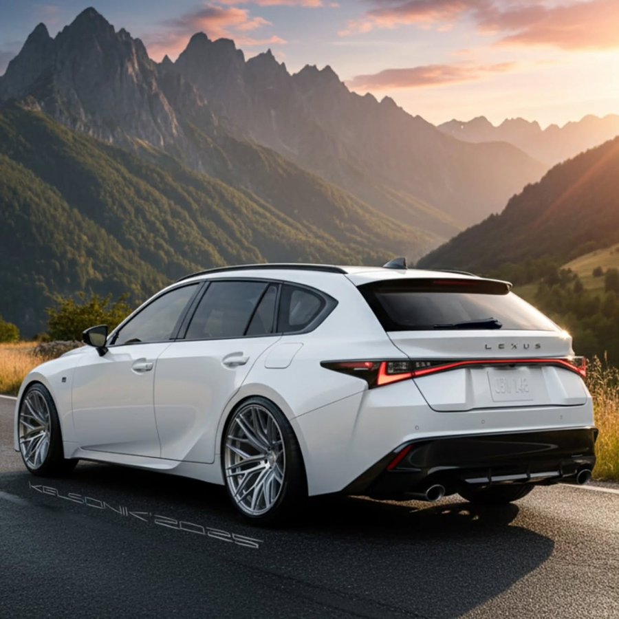 Instagram post by @kelsonik for Lexus. Caption reads: New Lexus IS SportCross renderings with new....