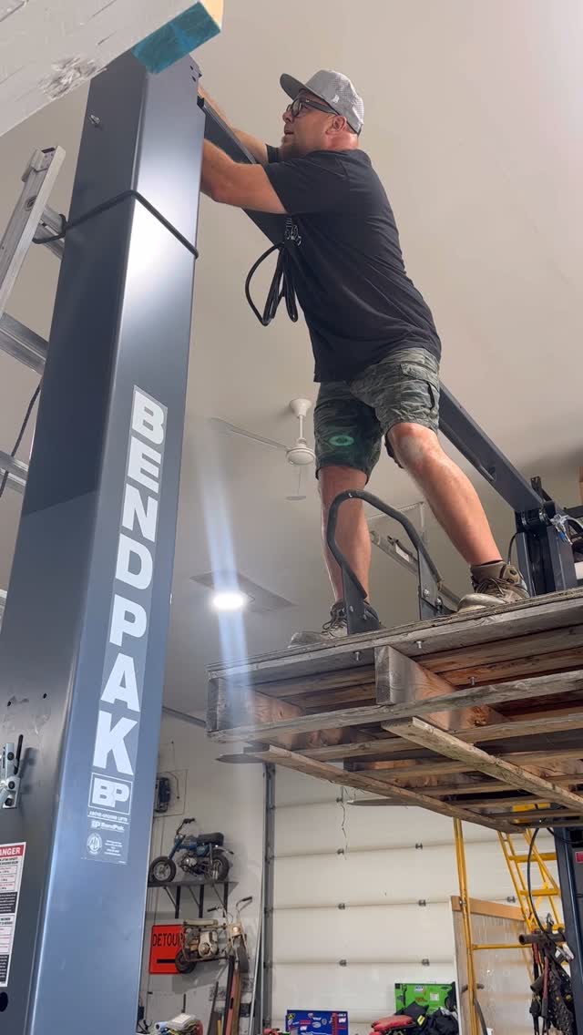 Instagram post by @dickindustriesinc for BendPak. Caption reads: Day 2 setting up the @bendpak 10APX. Once this....