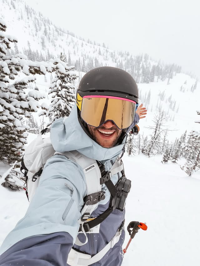 Instagram post by an influencer for Arc'teryx. Caption reads: living life in revy and kicking horse 🇨🇦🏔️....