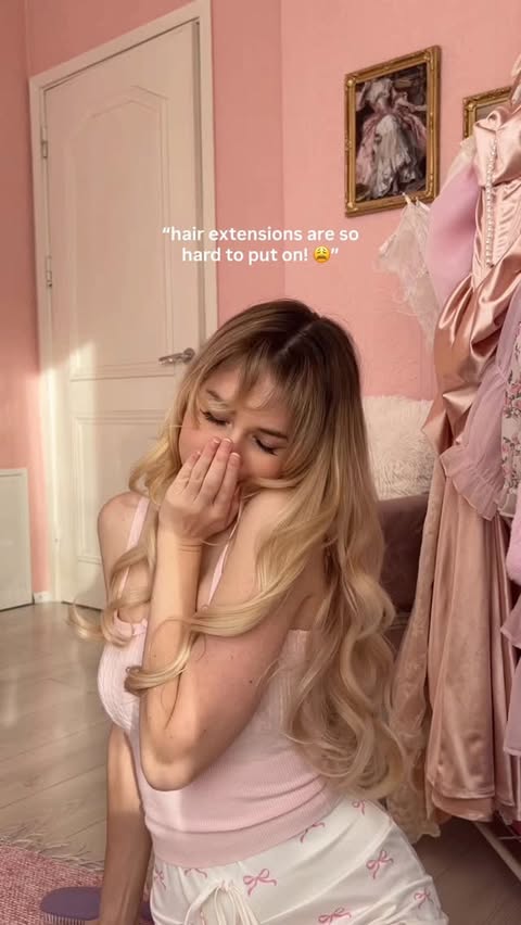 Instagram post by @elenakatey for Cliphair. Caption reads: [...] Halo Extensions in Barbie Blonde from....