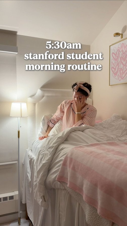 Instagram post by @mia_yilin_ for Liquid IV. Caption reads: 5:30am morning routine at stanford!! ⭐️

#college....