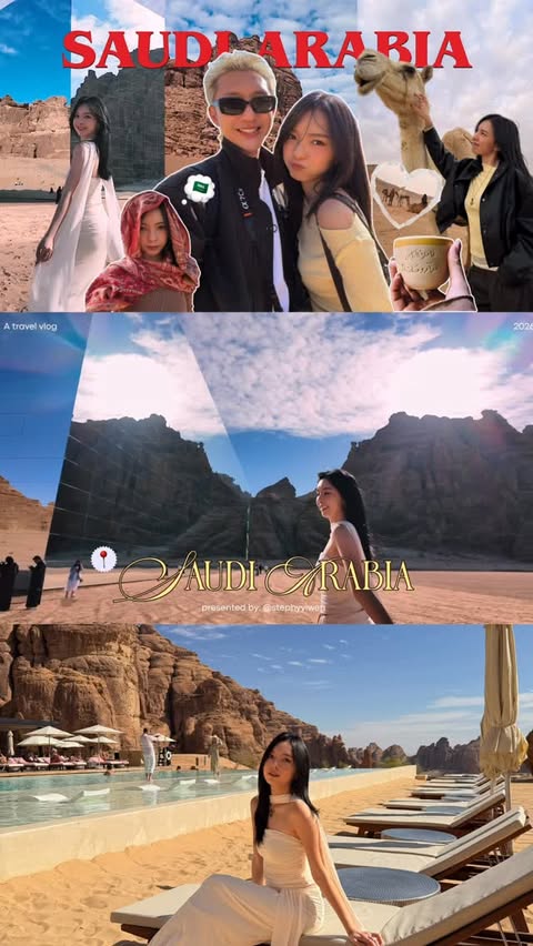 Instagram post by @stephyyiwen for Visit Saudi. Caption reads: [...] 千年遗迹 穿越感满满！😍 Youtube link in bio ✨....
