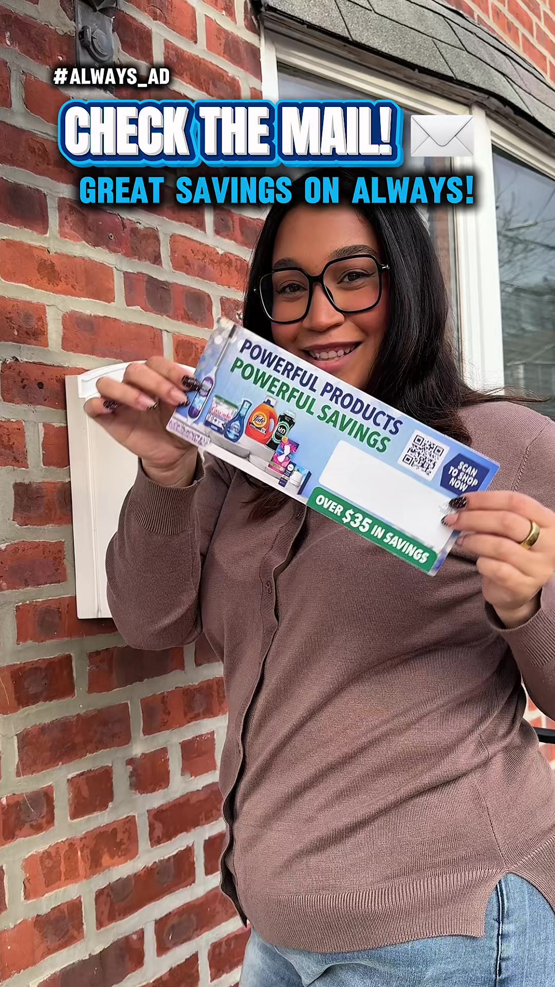 TikTok post by @readysetcoupon for Always. Caption reads: #Always_Ad @Always Check your mail to redeem [...].