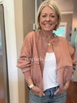 TikTok post by @thestillfarm for Madison + Mallory. Caption reads: I’m 5’2 TTS small- wearing medium in this rust zip....
