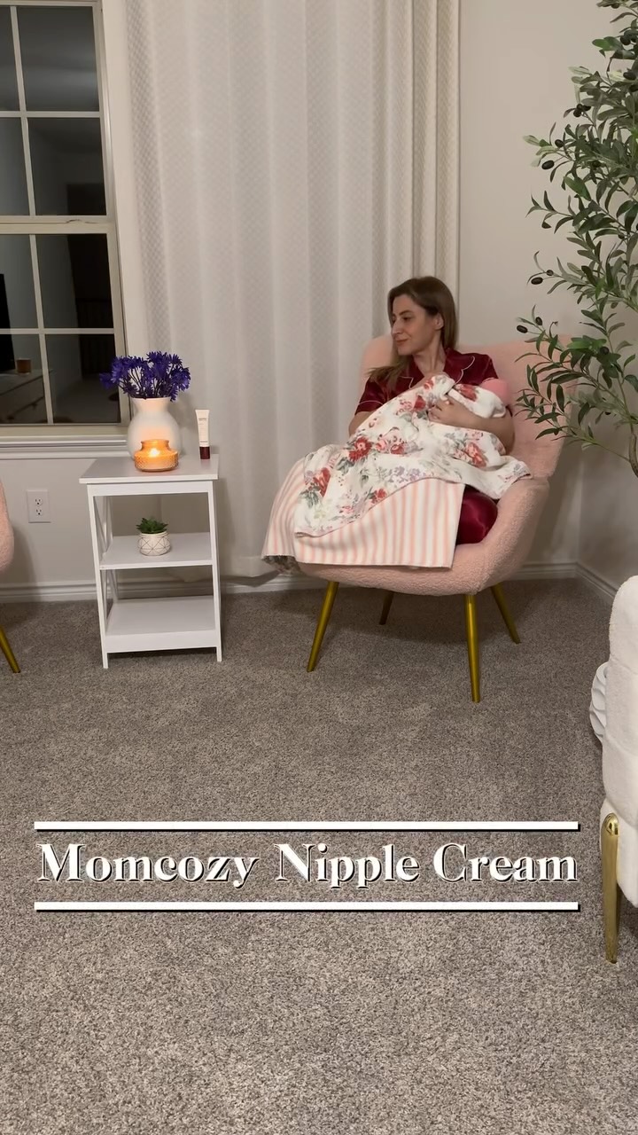 Instagram post by @amerikada.mutfak for Momcozy. Caption reads: 💗 Say goodbye to sore nipples — Momcozy’s cooling....