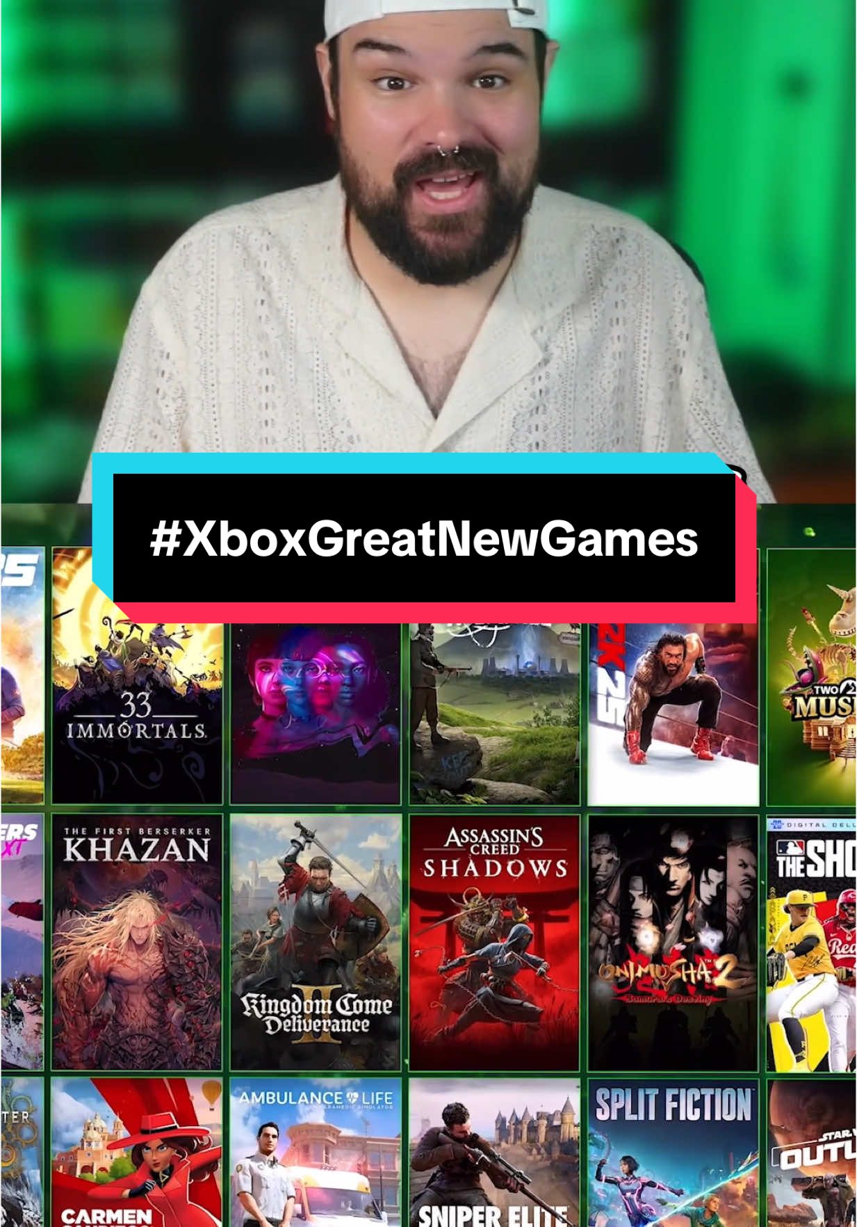 TikTok post by @nerdyninetales for Xbox. Caption reads: You already know @Xbox and @Microsoft are bringing....