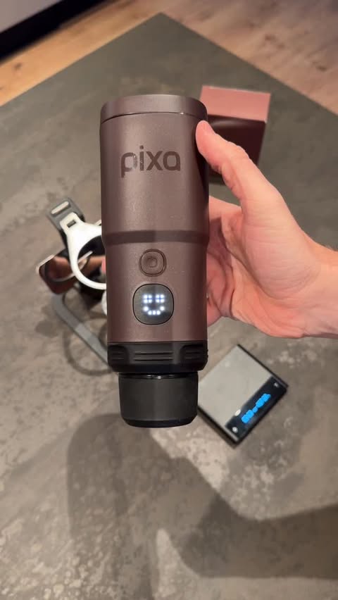 Instagram post by @coffee.enthusiastz for Wacaco. Caption reads: [...] delicious espresso on the PixaPresso by....