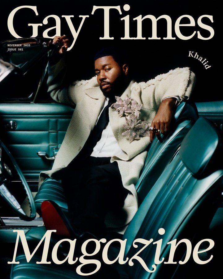 Instagram post by @thegr8khalid for GAY TIMES. Caption reads: Khalid has never been so “f*cking happy”....