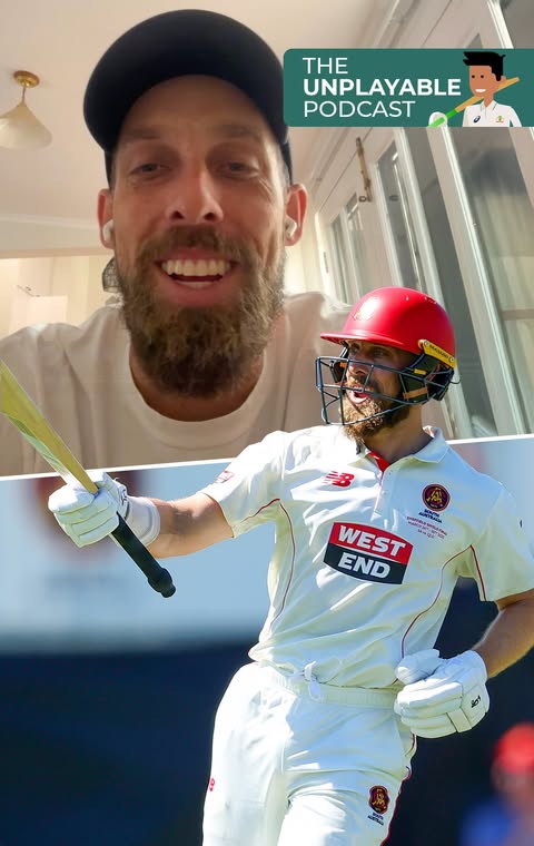 Instagram post by @cricketcomau for Qantas. Caption reads: [...] #SheffieldShield | #UnplayablePodcast |....
