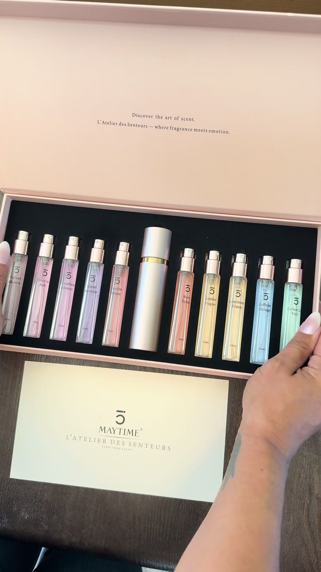 TikTok post by @_rianalee for Maytime. Caption reads: @Maytime.Official Luxury Perfume Set is 33% off +....