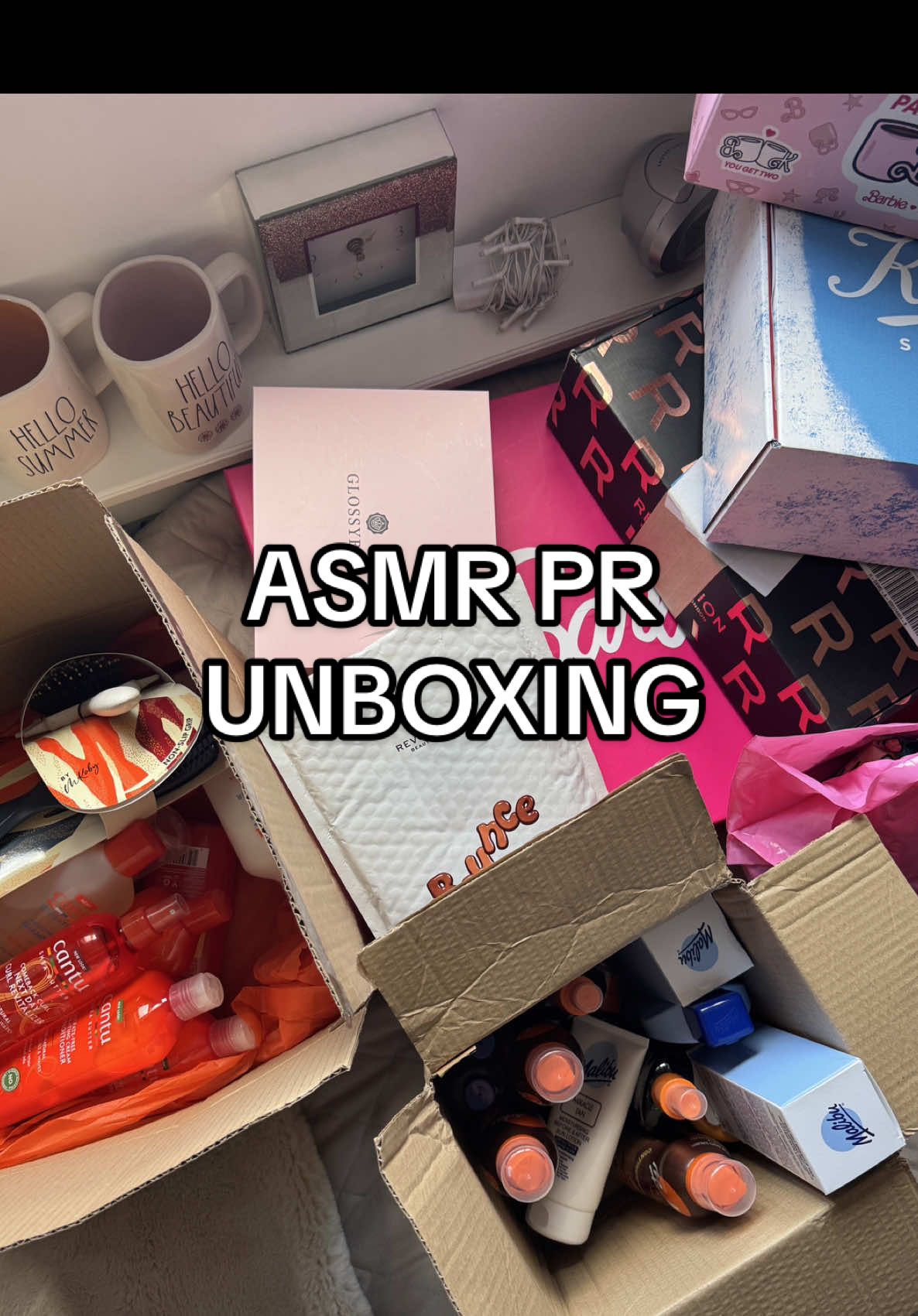 TikTok post by @gemmasummer for Cantu Beauty. Caption reads: Let’s do an ASMR PR Unboxing 🤩 I’ve been away for....