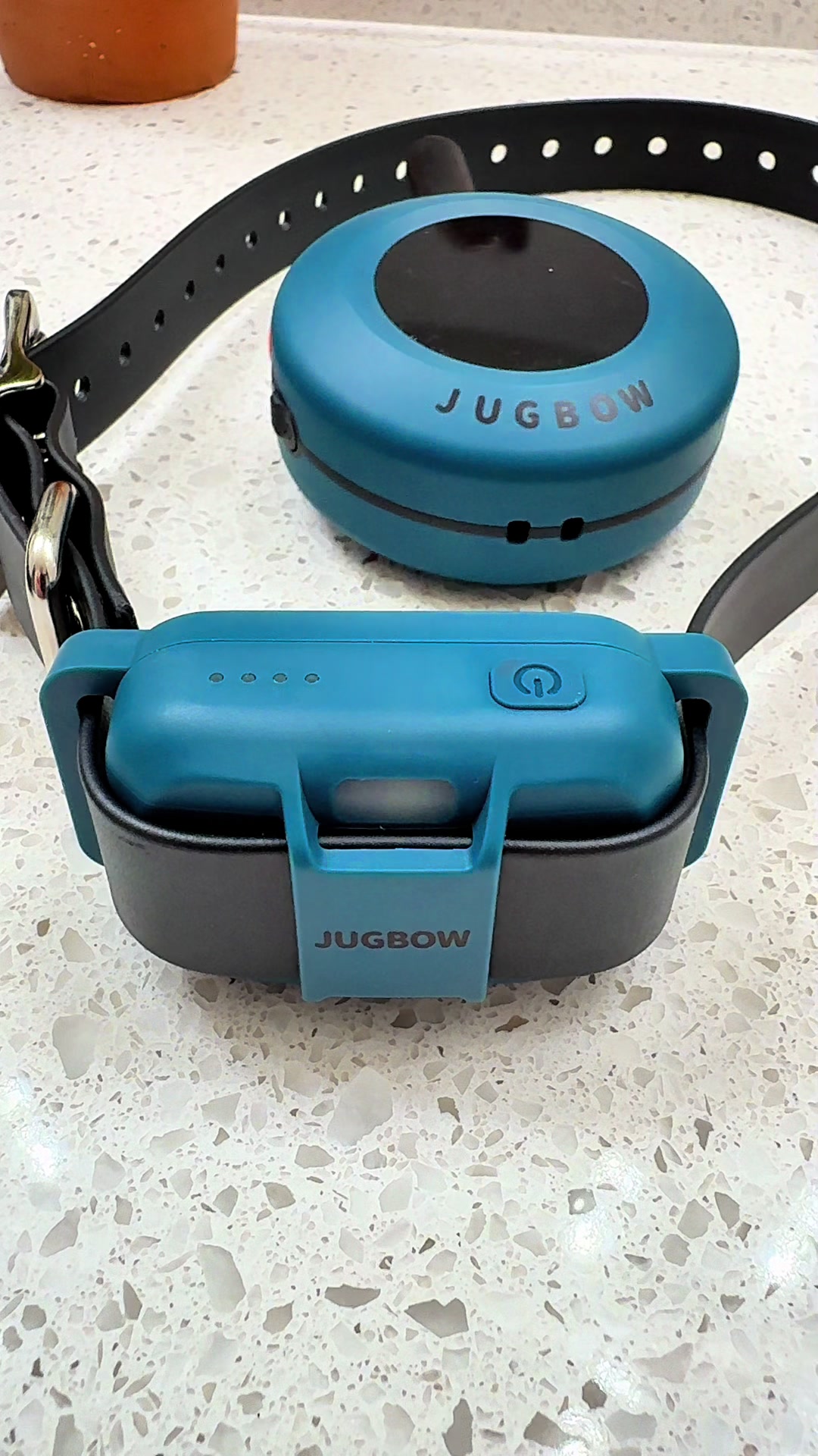 TikTok post by @mountain.dwelling.dogmom for Jugbow. Caption reads: The professional grade Jugbow dog training collar....