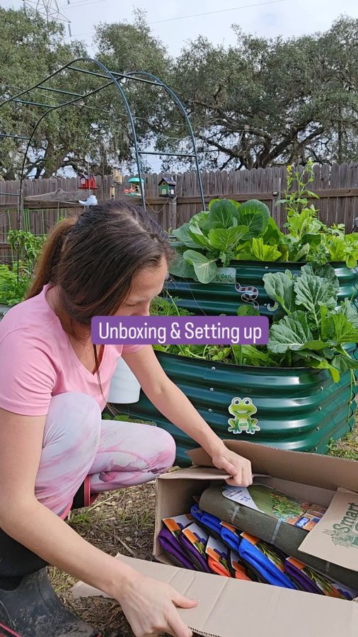 Instagram post by @prosperous_living for Smart Pot. Caption reads: Love my @smartpots 🌱🌄

It started to rain, so I....